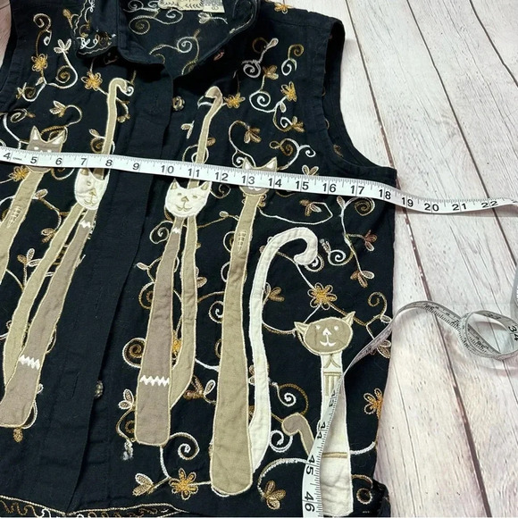 lifestyle fall vest with embroidery and cats cottagecore halloween fall sz large - Picture 5 of 8